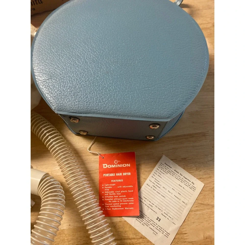 Vintage 60s Dominion Portable Hair Dryer with Case Pin Curls Roller Sets